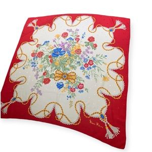 NINA RICCI RED & CREAM SCARF